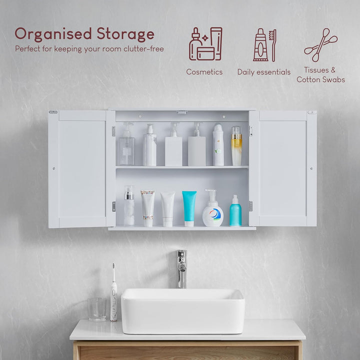 Bath Vida Badezimmerschrank, 2 Türen, Wandmontage, Holz, weiss 15 x 60 x 50 cm Wandmontierter Badezi