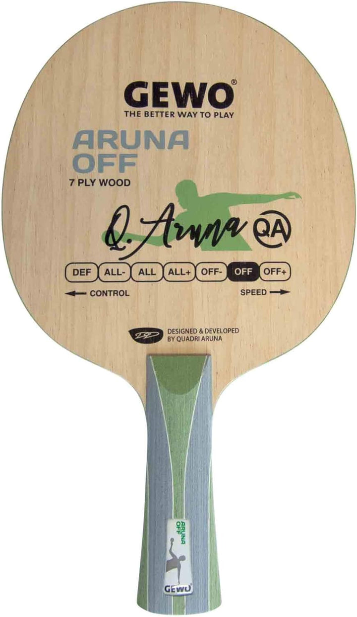 GEWO Aruna Off Tischtennisholz – 7-lagig, kraftvoll & kontrolliert – offensives Holz ohne Kunstfaser