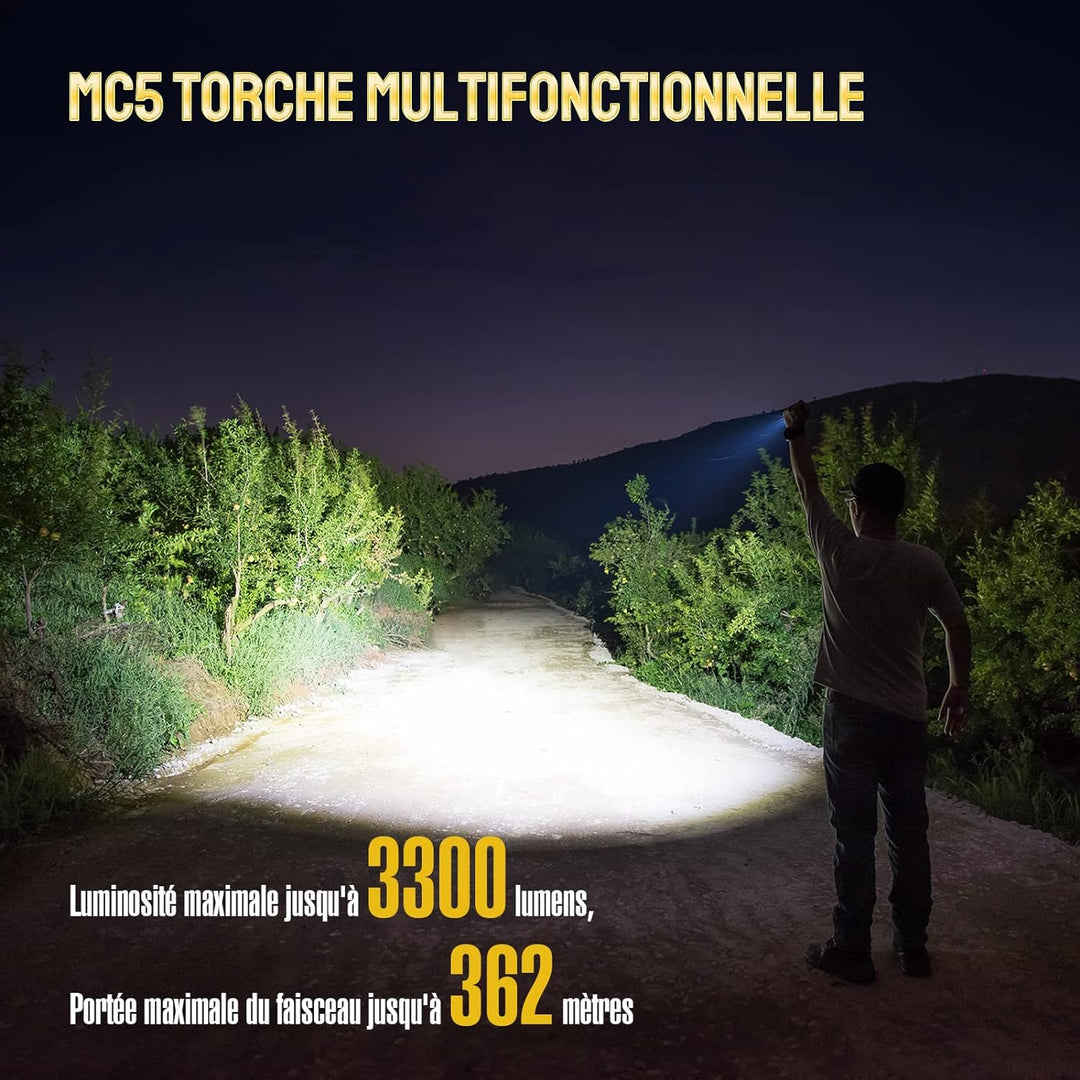 TrustFire Magnetische Taschenlampe MC5 EDC Taschenlampe 3300 Lumen LED wiederaufladbar Taschenlampe