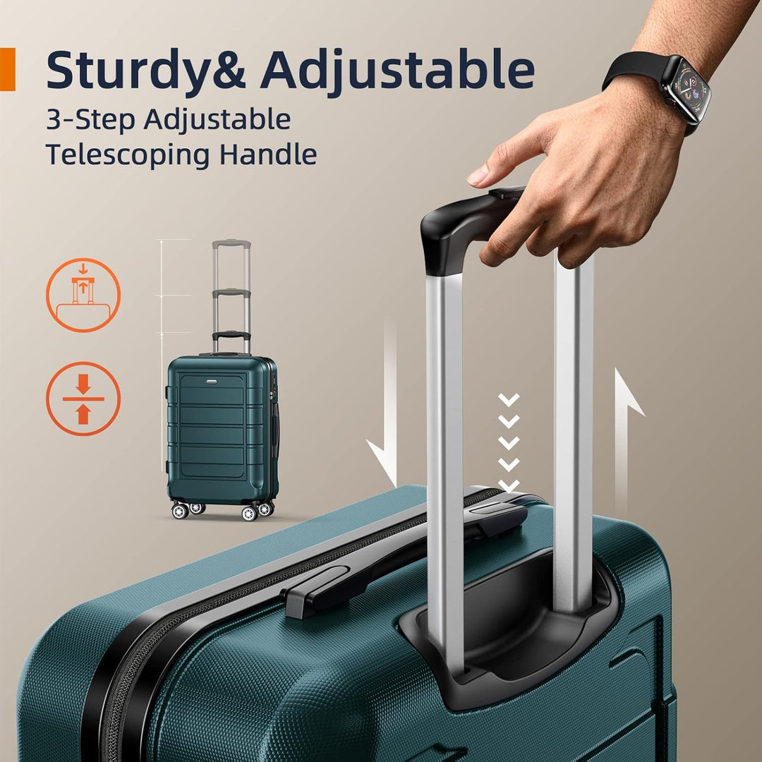 SHOWKOO Kofferset 2 Teilig Hartschale Leicht ABS+PC Erweiterbar Reisekoffer Haltbar Trolley Handgepä