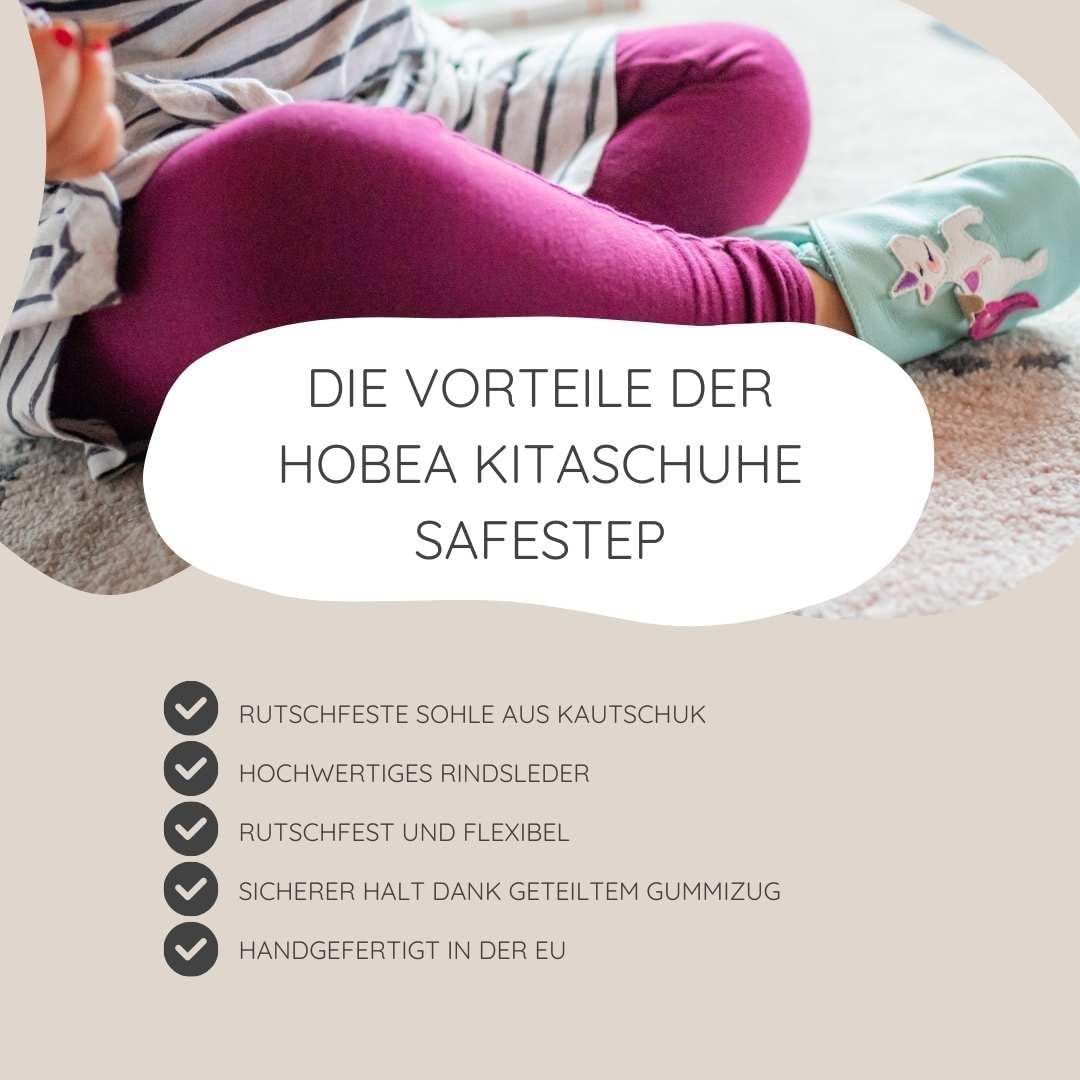 HOBEA-Germany Kitaschuhe Safestep, Kinderhausschuhe, Lederschuhe 28/29 EU Grau Stern Silber, 28/29 E