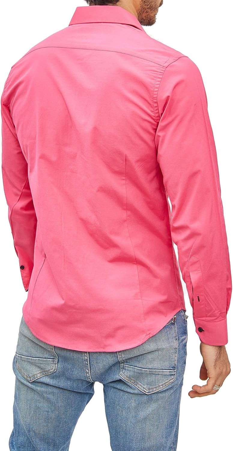 Subliminal Mode - Leicht zu bügeln, Herrenhemd, zweifarbig, einfarbig, Langarm, Slim Fit, Business,
