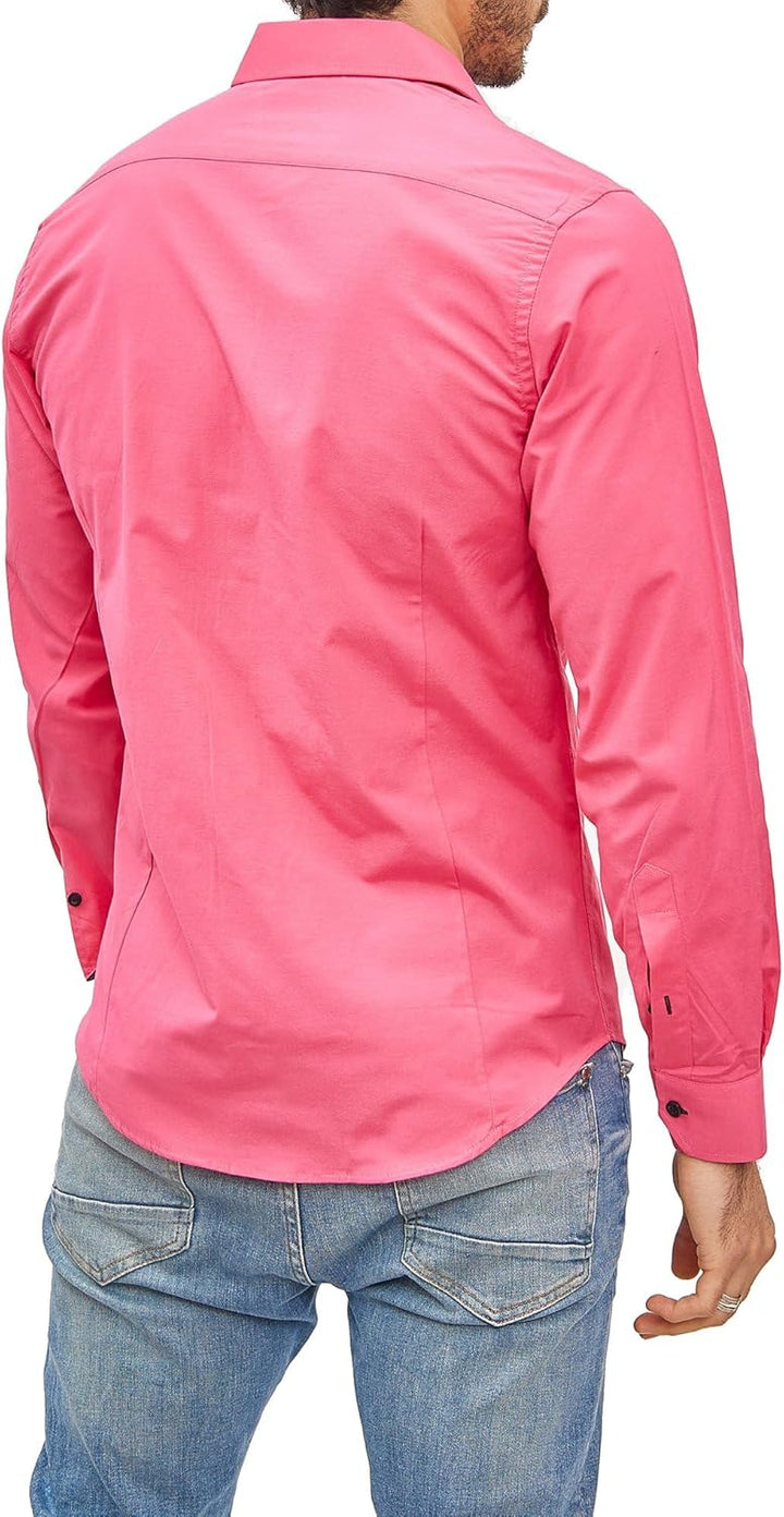 Subliminal Mode - Leicht zu bügeln, Herrenhemd, zweifarbig, einfarbig, Langarm, Slim Fit, Business,
