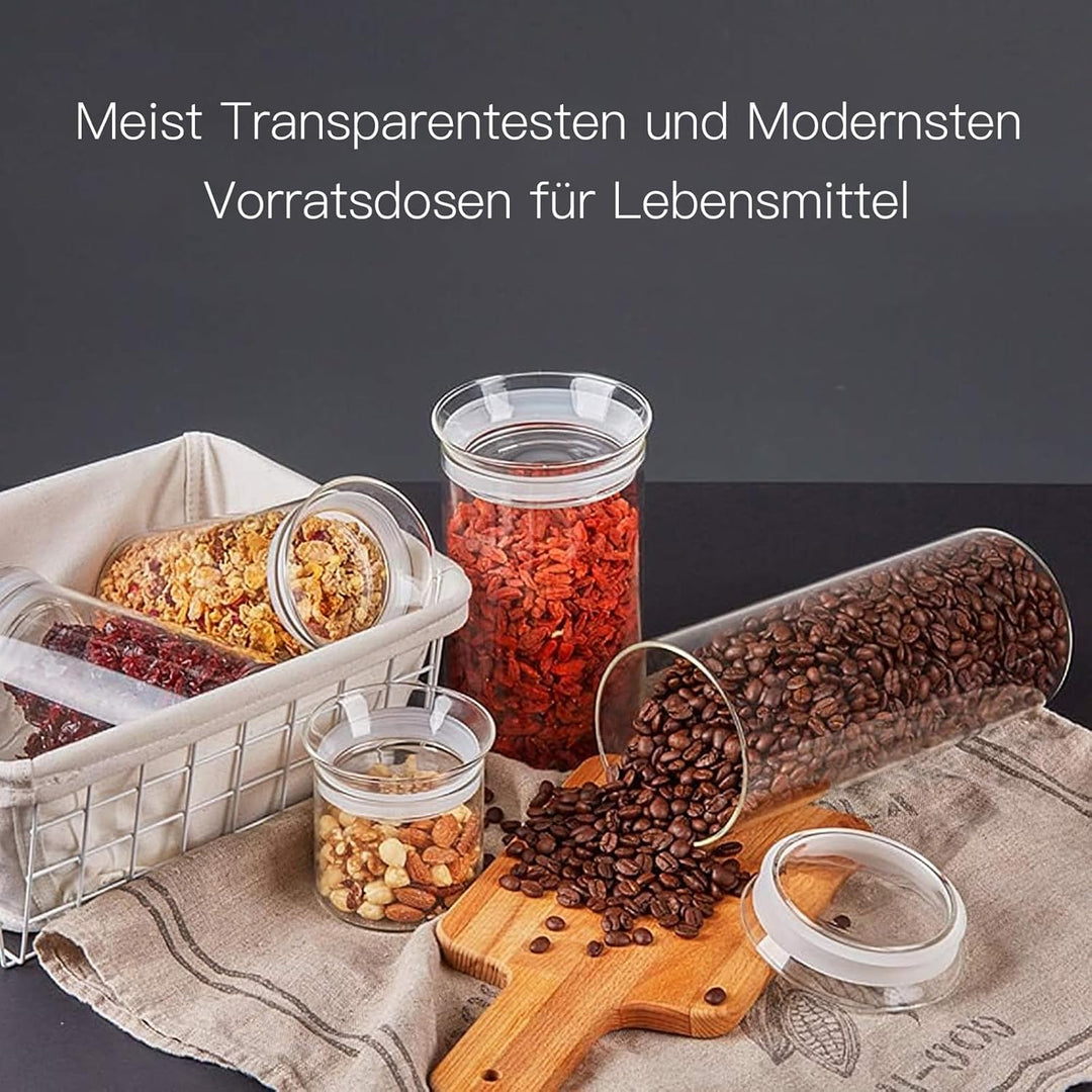 ZENS Vorratsgläser Vorratsdose Glas, Borosilikatglas Vorratsdosen Set of 4er mit Luftdichtem Deckel,