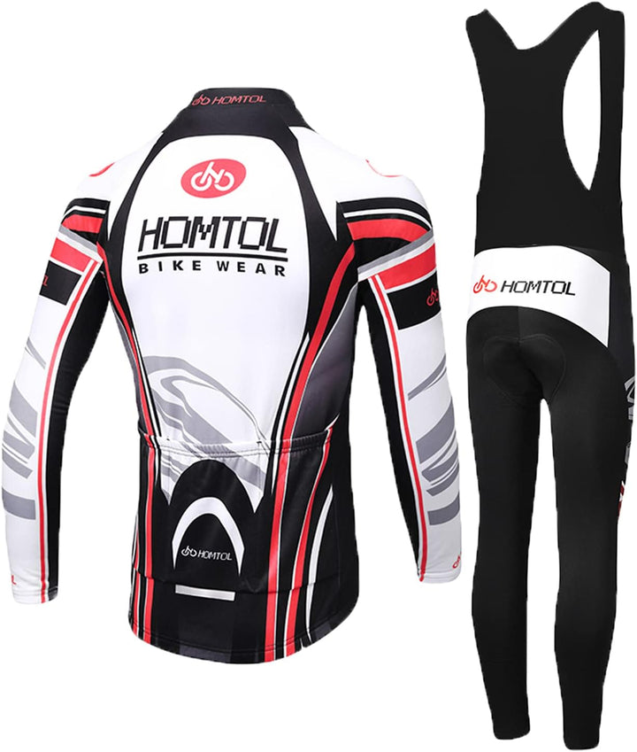 HOMTOL Radtrikot Set Langarm Herren Thermische Fleece Winter Fahrradbekleidung Radsportanzüge Fahrra