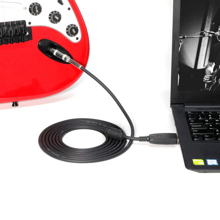 SiYear USB 2.0-Schnittstelle Stecker auf 6,35 mm (1/4 Zoll) TS-Mono-E-Gitarren-Konverterkabel, Studi