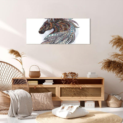 Panorama Bilder auf Leinwand 100x40cm Leinwandbild Pferd Eleganz Grafik Kopf Gross Wanddeko Bild Sch