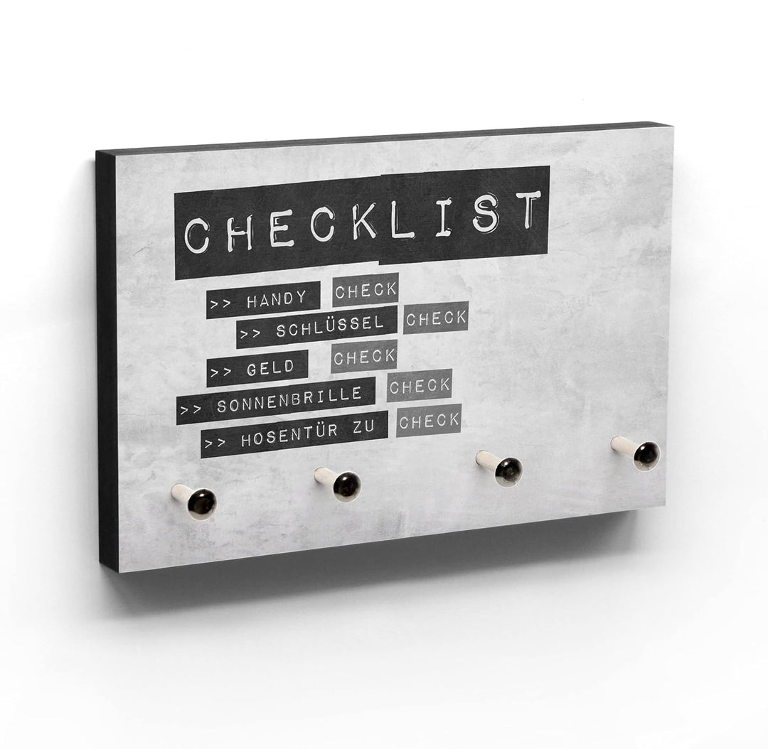 Schlüsselbrett Checklist für Männer - Nichts mehr vergessen - Lustiges Schlüsselboard - Männergesche