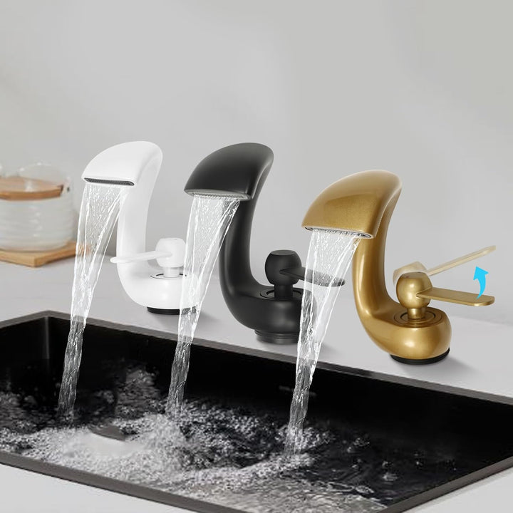 Wasserhahn Bad-Mischbatterie, Wasserfall Badezimmerarmatur, moderner Waschtischarmatur, Wasserfallar
