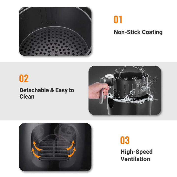 Heissluftfritteuse Airfryer Heissluftfriteuse mit 6 Verschiedenen Kochprogrammen Heissluftfritteuse