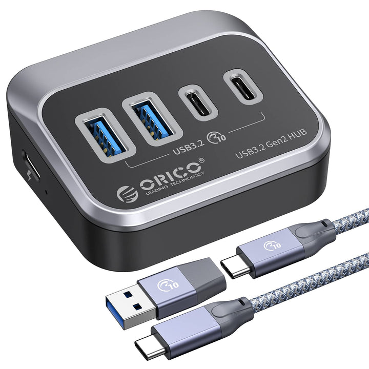 USB Hub 3.2 Gen 1, ORICO 4 Port USB C Hub auf 2 USB-A und 2 USB-C, 10Gbps Datenhub USB Verteiler, US