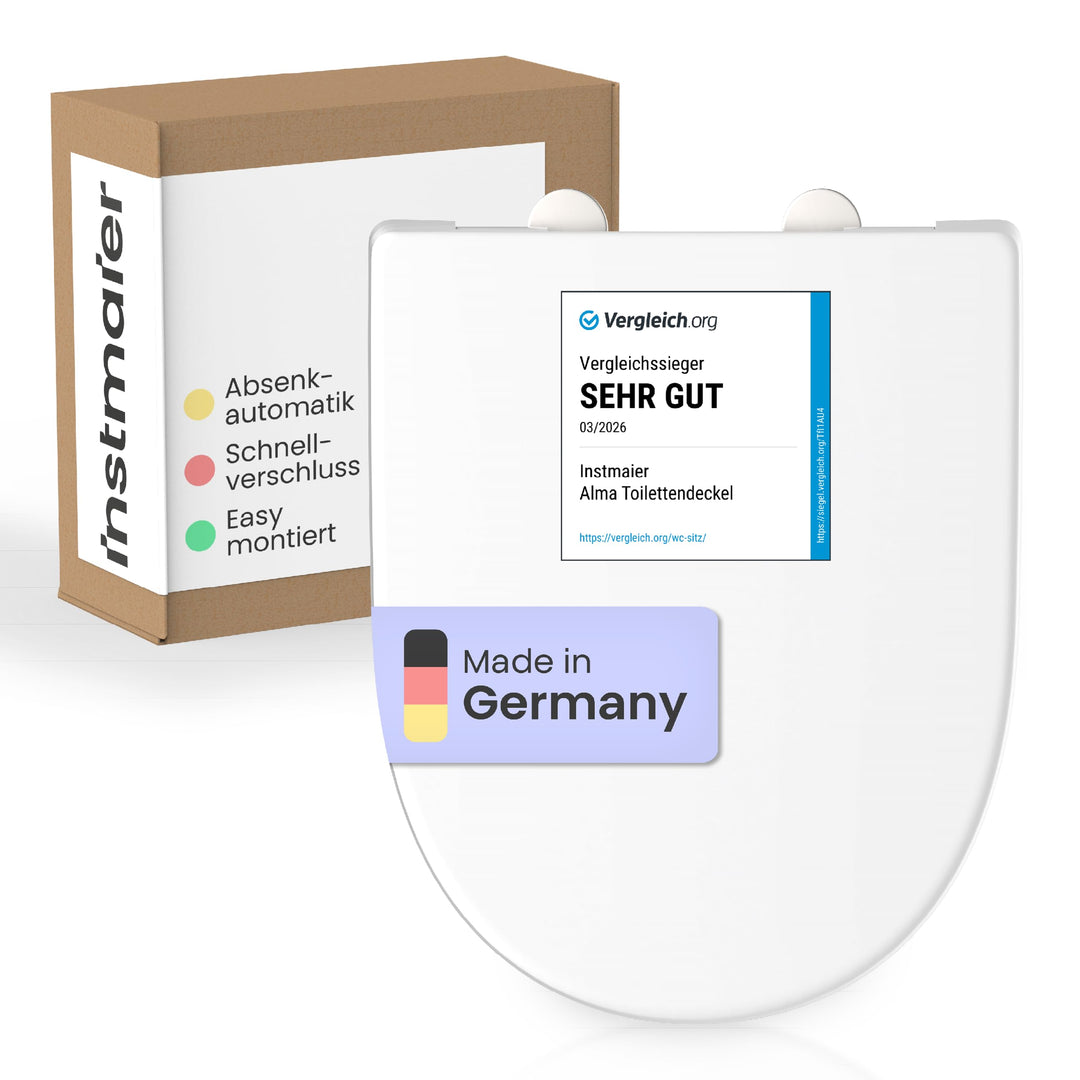 instmaier | D-Form | Toilettendeckel mit Absenkautomatik weiss | Made in Germany | Toilettensitz aus