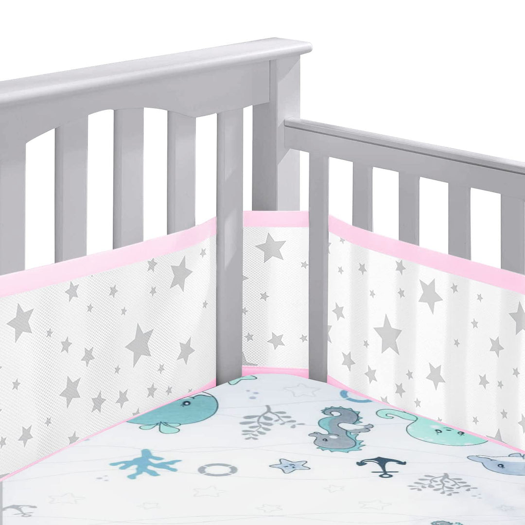 Bettumrandung Babybett,Baby Nestchen Bettumrandung,Kopfumrandung Babybett,Atmungsaktive Krippenumran