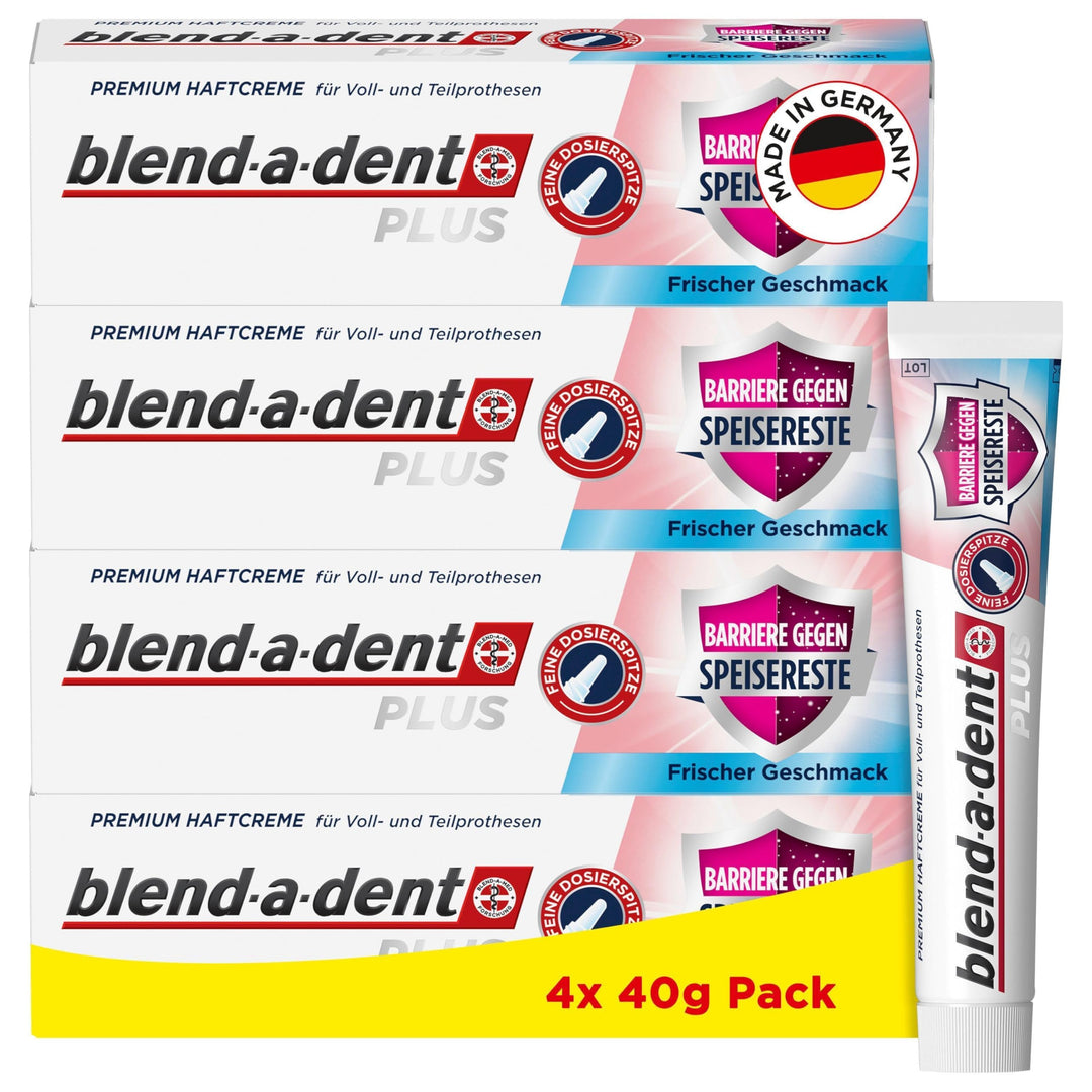 Blend-a-dent Plus Barriere Gegen Speisereste Premium Haftcreme Frisch, für Voll- und Teilprothesen,