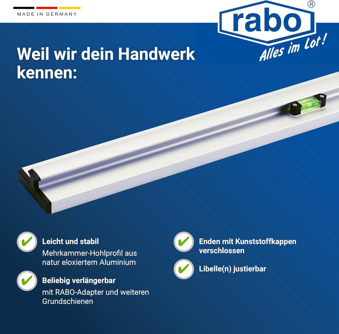 rabo Grundschienensatz (2 Stück), Griffmulde zum optimalen Verlegen, Länge 100cm Grundschienen 100cm