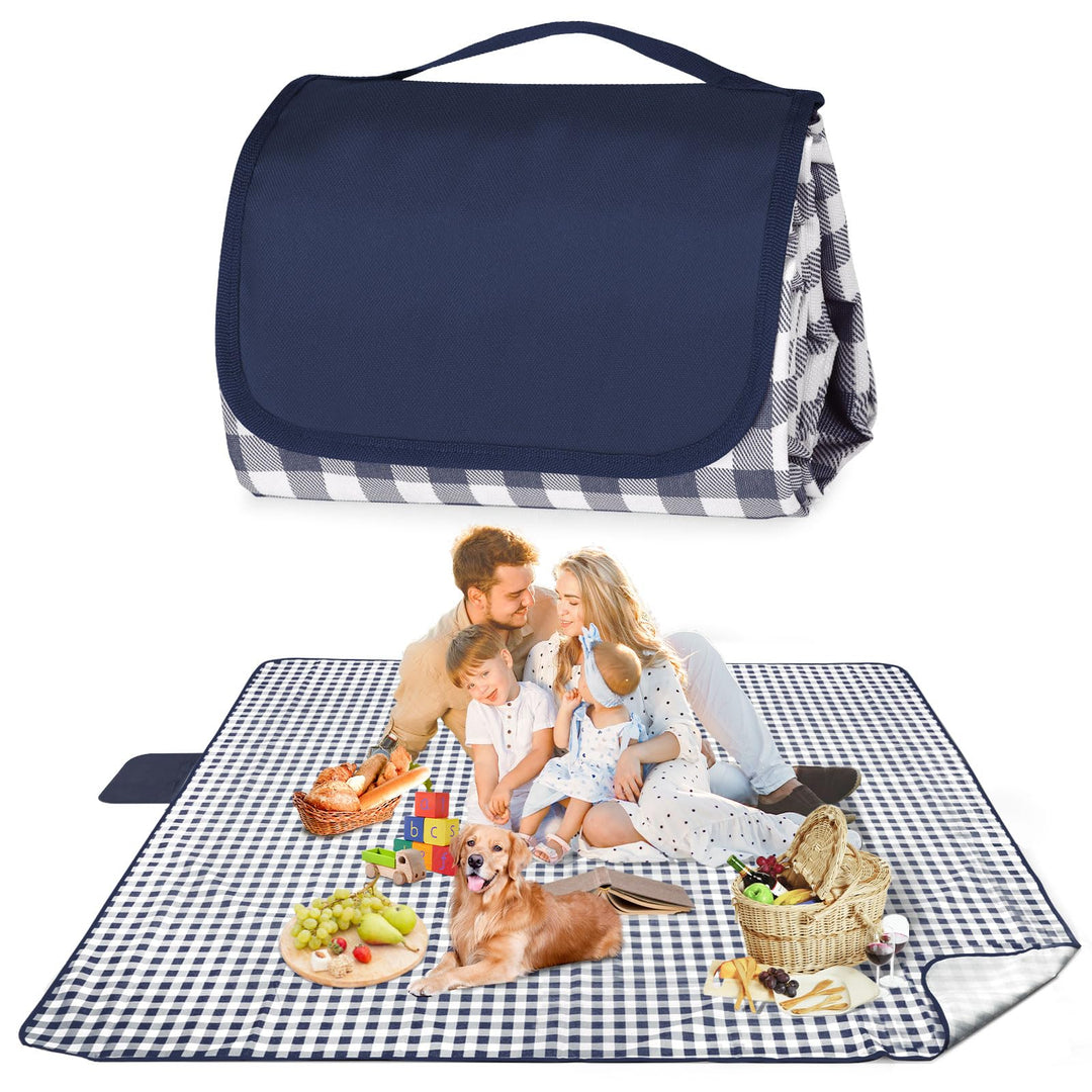 Picknickdecke 200 x 200 cm wasserdicht, grosse Faltbare Stranddecke sanddicht mit Tragegriff, Outdoo