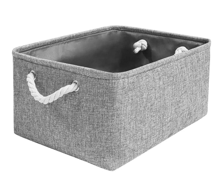 Mangata Faltbare verdickte Leinwand Aufbewahrungsbox mit Griffen für Schrank/Garderobe (Grau, Mittel