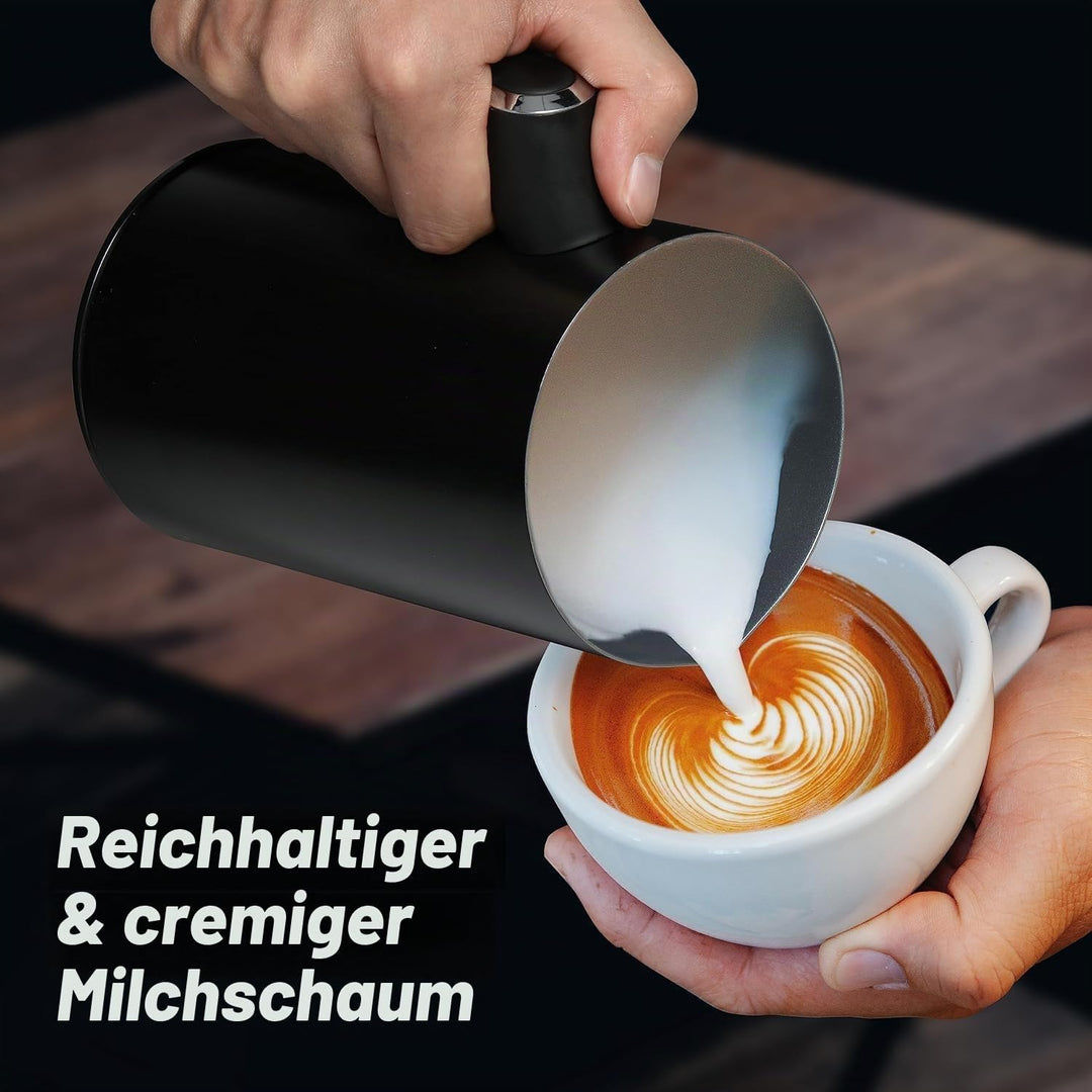 Elektrischer Milchaufschäumer, 430 ml Edelstahl Milchaufschäumer, Antihaftbeschichtung,warmer und ka