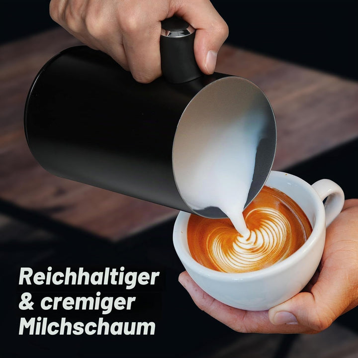 Elektrischer Milchaufschäumer, 430 ml Edelstahl Milchaufschäumer, Antihaftbeschichtung,warmer und ka