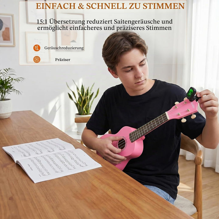 Everjoys Sopran Ukulele Set für Kinder und Erwachsene 21 Zoll Ukulele Starter Kit mit Tasche, Tuner,