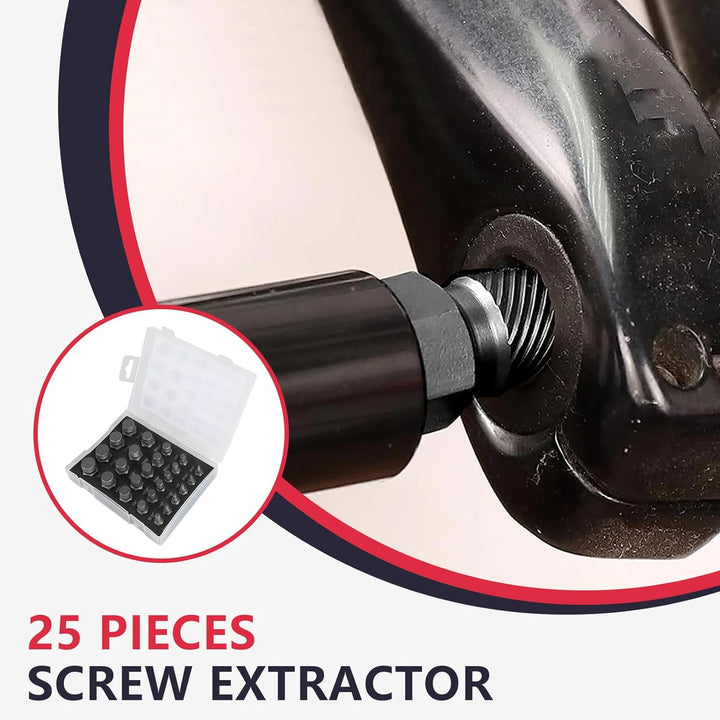 CPROSP 25tlg Schraubenausdreher Set Profi, Screw Extractor zum Entfernen Von Gebrochenen Bolzen, Sch
