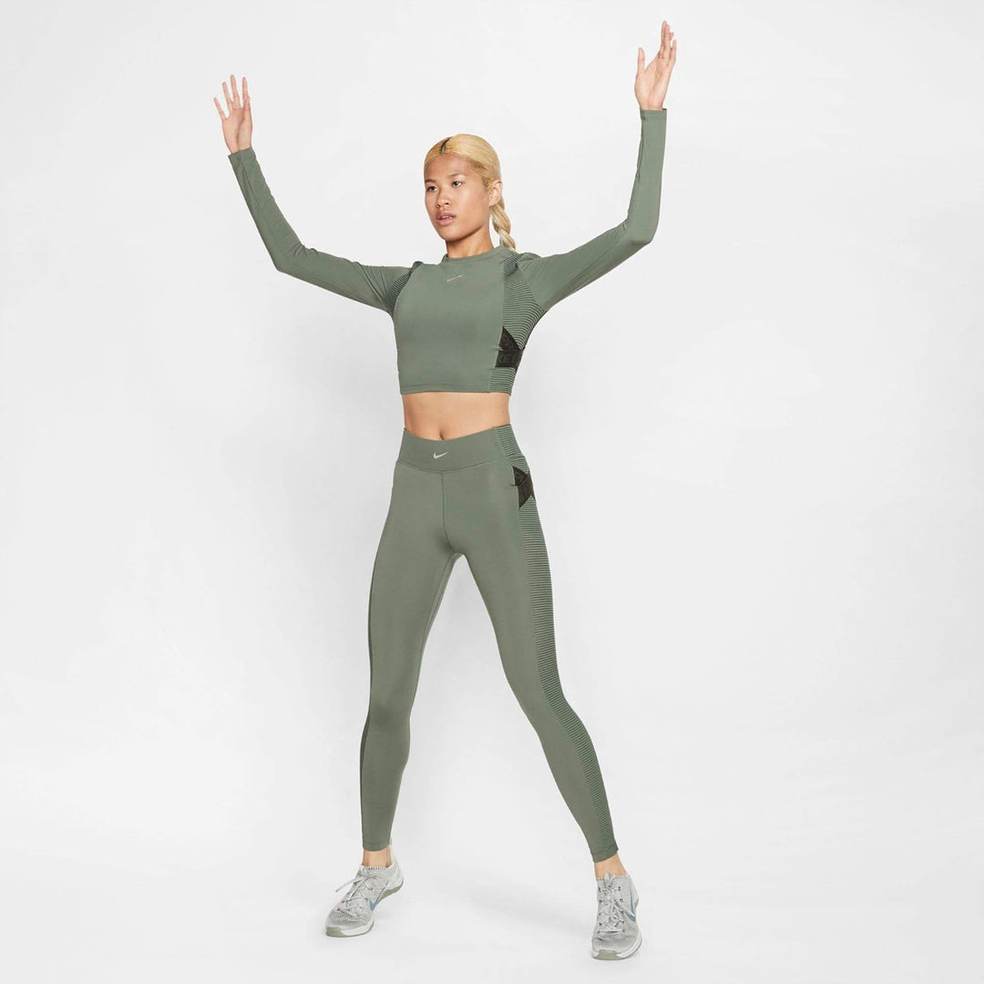 NIKE Damen W Np CLN Tight Aero-Adapt Leggings, Wacholder Nebel/Metallic Silber, XL
