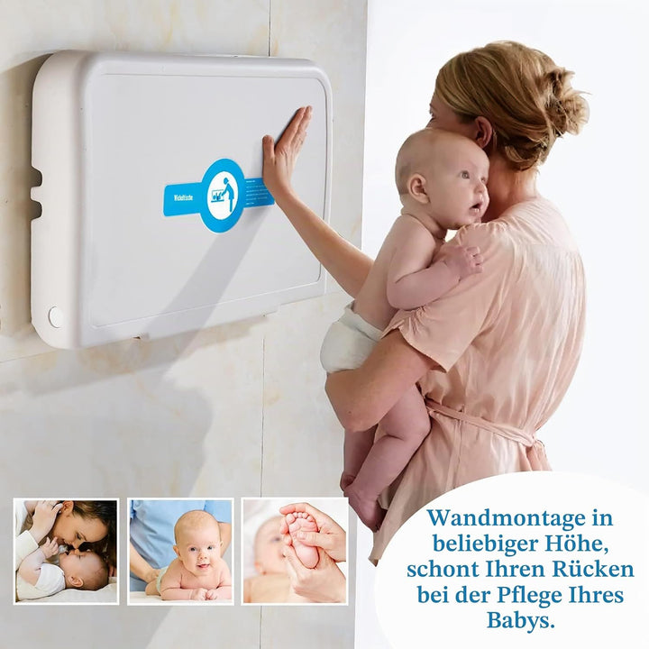 Wickeltisch für Babys, Wandmontiert Klappbarer Wickeleinheit,Wickelstation mit Sicherheitsgurt und T