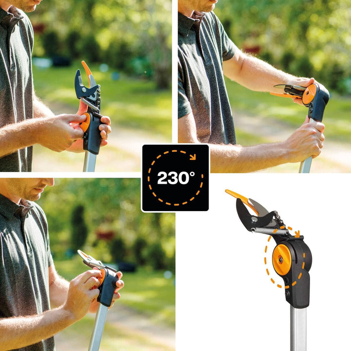 Fiskars Schneidgiraffen-Set, 2-teilig, Bypass Teleskop-Schneidgiraffe UPX86 (Länge 2,4 – 4 m) und Ba