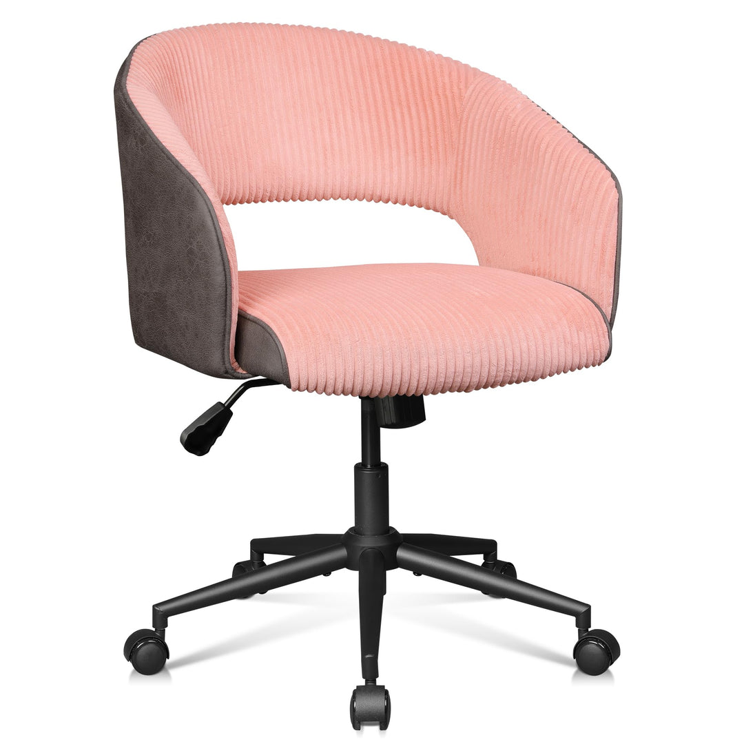 DEVAISE Homeoffice Stuhl, Schminkstuhl, Schreibtischstuhl, höhenverstellbar Drehstuhl, Cordstoff und