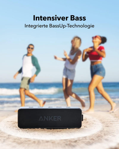 Anker SoundCore 2 Bluetooth Lautsprecher, Fantastischer Sound, Enormer Bass mit Dualen Bass-Treibern