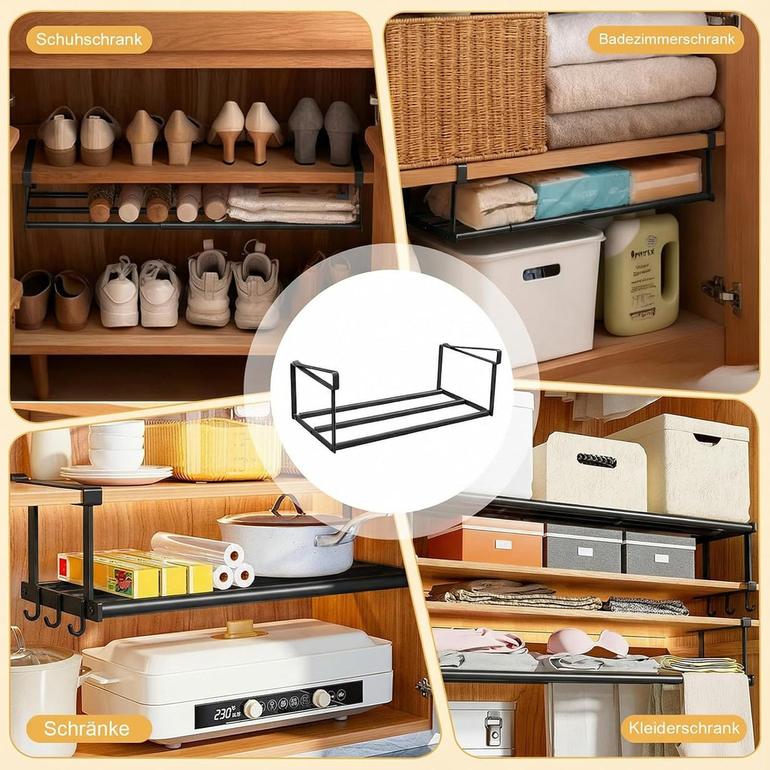 2 Stück Hängendes Schuhregal Organizer im Schrank - 40-70cm Verstellbares Unterregal Hängekorb Auszi