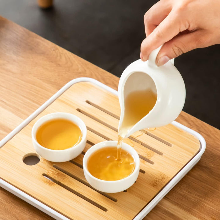 Teekanne Sets, Chinesisches Kungfu Teeservice, Keramik Teekanne mit 4 Tassen und Teedose Tablett, Al