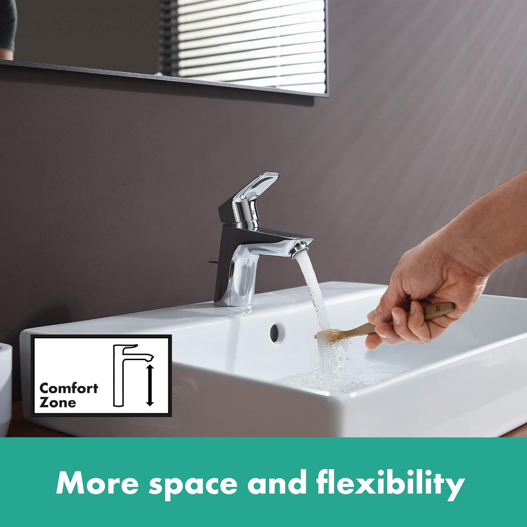 hansgrohe Waschtischarmatur MyCube, Wasserhahn Bad mit Auslauf Höhe 70 mm, mit Zugstange, Badarmatur