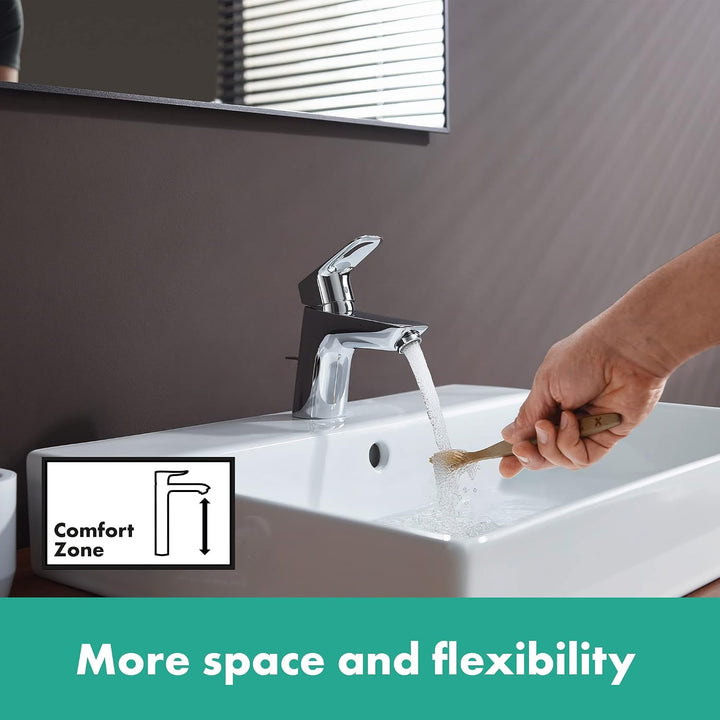 hansgrohe Waschtischarmatur MyCube, Wasserhahn Bad mit Auslauf Höhe 70 mm, mit Zugstange, Badarmatur