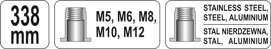 Yato YT-36119 Hand-Werkzeug für Muttern M5 / M6 / M8 / M10 / M12
