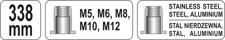 Yato YT-36119 Hand-Werkzeug für Muttern M5 / M6 / M8 / M10 / M12