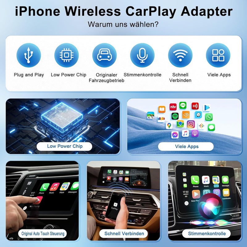 iPhone Wireless CarPlay Adapter, Wireless CarPlay Adapter Dongle für OEM, CarPlay Wireless Adpater f