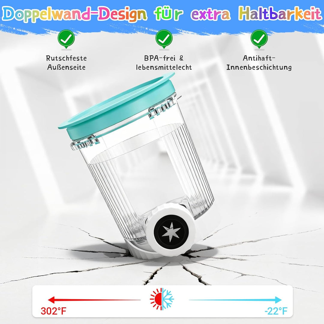 4er Creami Becher 480 ml für Ninja CREAMi Swirl NC700/NC701EU Serie | 4 Ersatzbecher mit Deckeln, 7