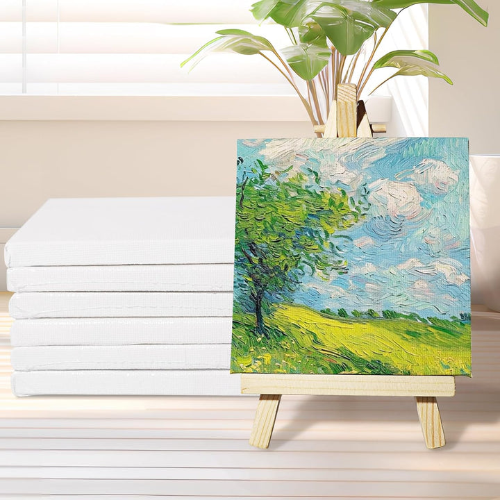 Mini Leinwand mit Mini Staffelei Set 15 Stück Dreieck Staffelei aus Massivholz für DIY-Malerei Kinde
