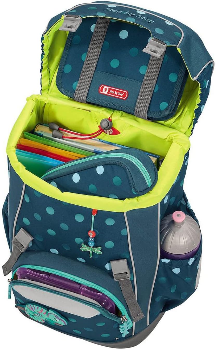 Step by Step Giant Schulranzen-Set Chameleon Joshy, 5-teilig, türkis, ergonomischer Tornister mit Re