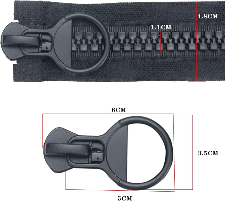 Reissverschluss Kunststoff 2 Wege 65 cm #15 grosse Teilbar Schwarze Reissverschluss für Mantel Daune