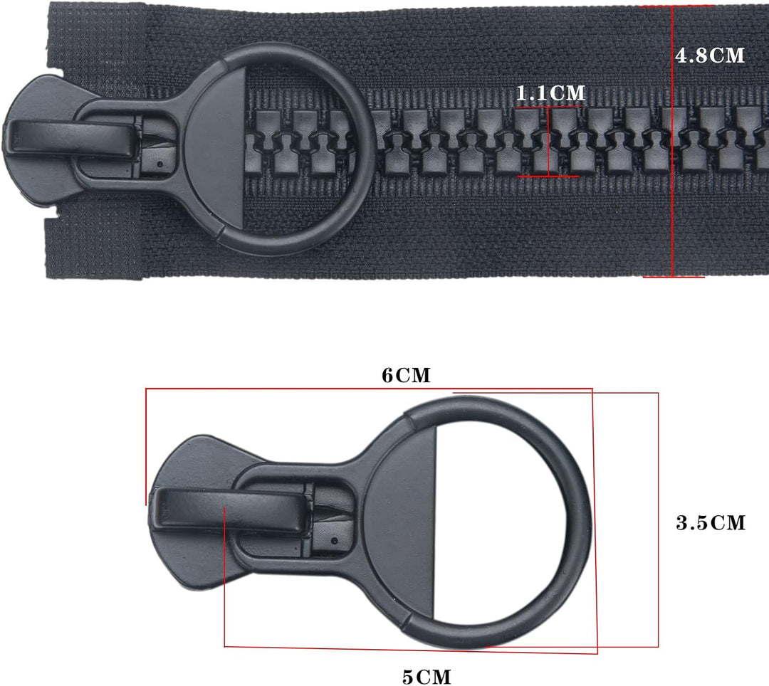 Reissverschluss Kunststoff 2 Wege 60 cm #15 grosse Teilbar Schwarze Reissverschluss für Mantel Daune