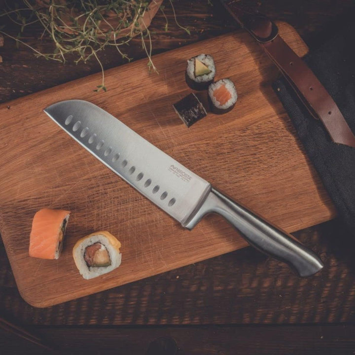Nirosta Santokumesser STAR, scharfes Küchenmesser,Edelstahl, handlicher Griff, langlebiges Allzweckm
