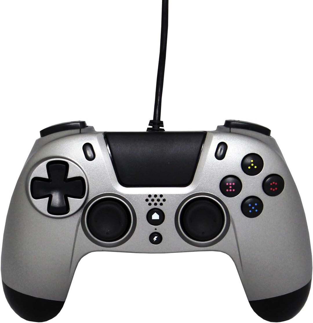 Gioteck - VX4 Verkabelter Controller Titanium für PS4 und PC Gamepad, Joystick Ergonomisches Design