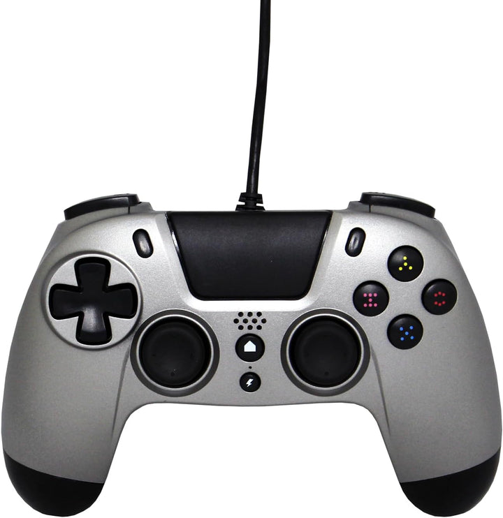 Gioteck - VX4 Verkabelter Controller Titanium für PS4 und PC Gamepad, Joystick Ergonomisches Design