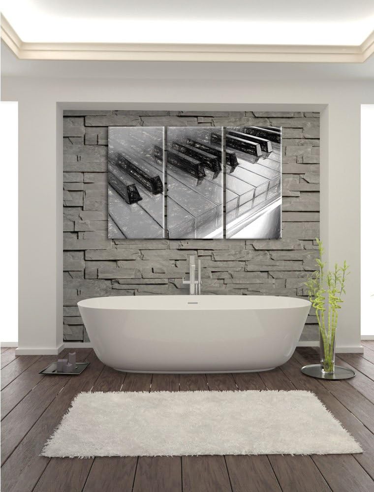 Piano Rainbow Colours, Bunte Klaviertasten Kohle Effekt 3-Teiler Leinwandbild 120x80 Bild auf Leinwa