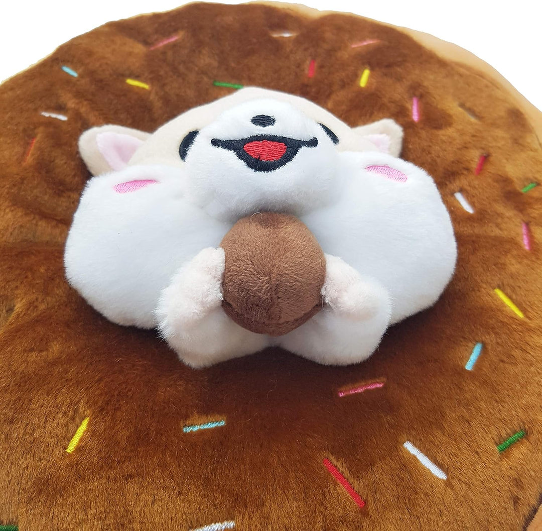 moodrush® 3D Donut-Hamster/Donut Kissen mit Hamster | alle Elemente aufgestickt (Nicht Bedruckt!) |