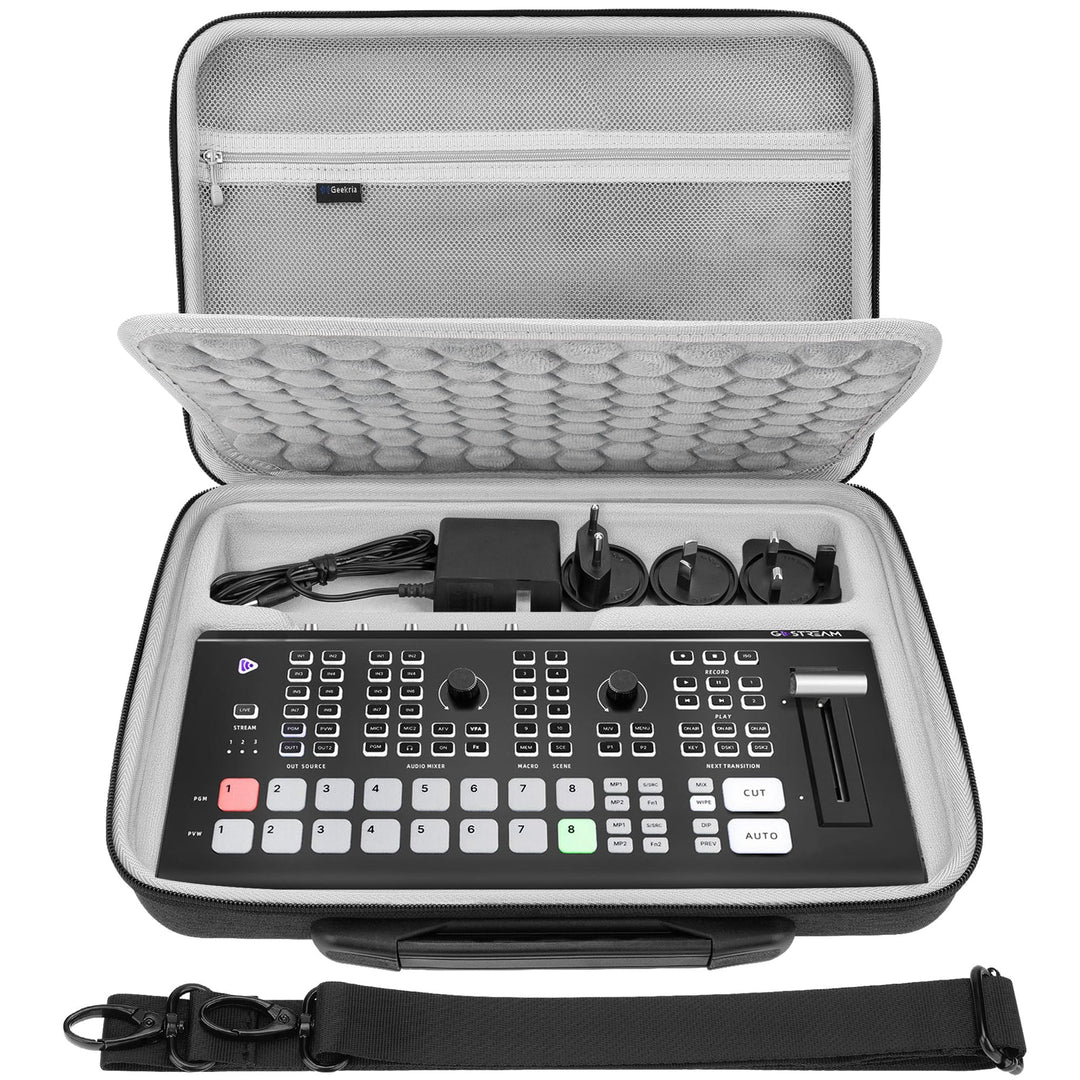 Geekria Hartschalen-Reisekoffer, kompatibel mit Osee GoStream Duet 8 ISO, Tasche für Audio/Video-Swi