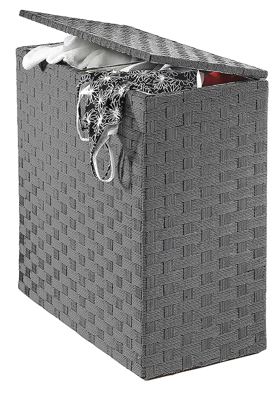 Kobolo Wäschesammler Wäschesortierer - Nylon - weiss schwarz - 125L - 2 Fächer, Schwarz