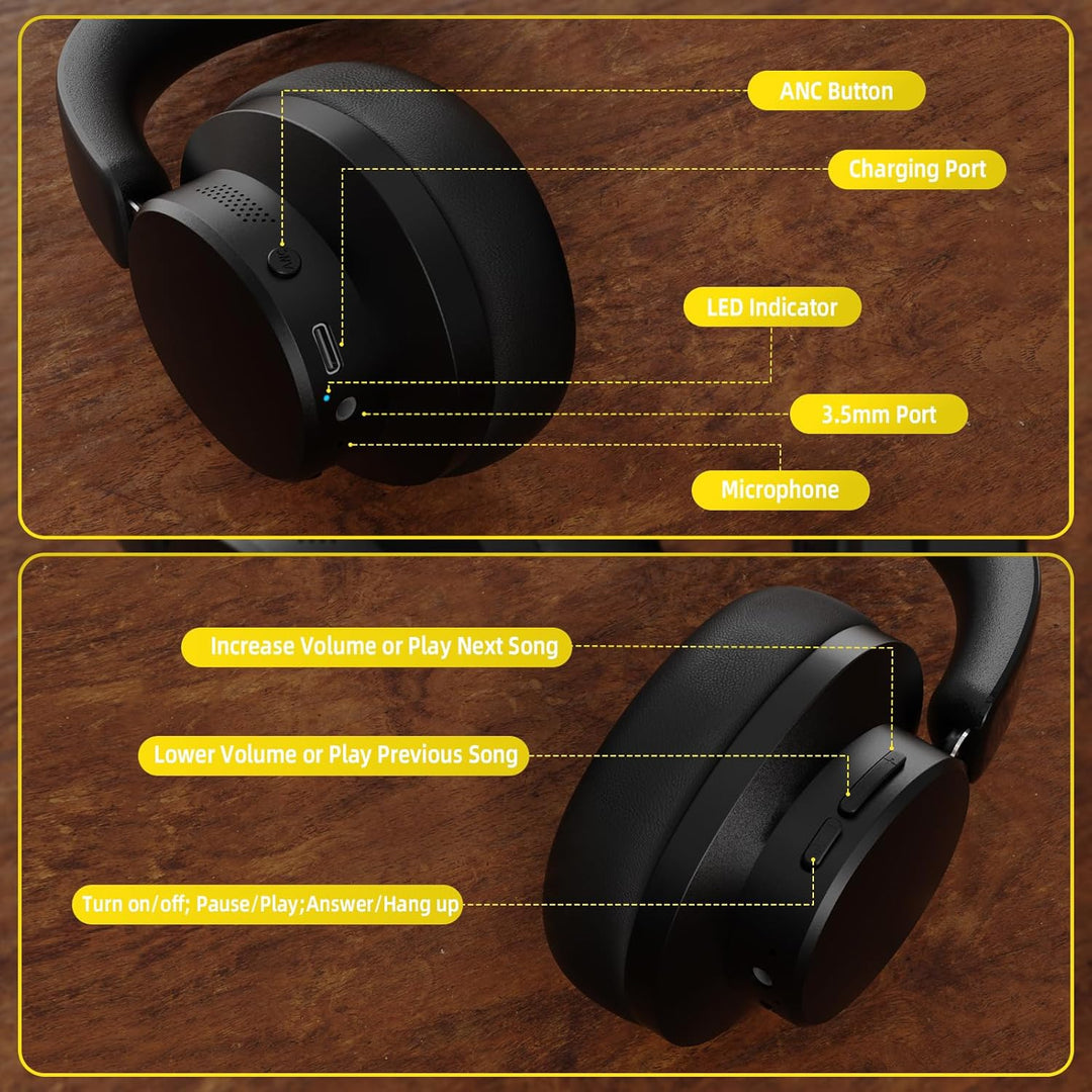 ATTACK SHARK G500 Kabelloser Kopfhörer mit Active Noise Cancelling, Over Ear Bluetooth Headset mit I
